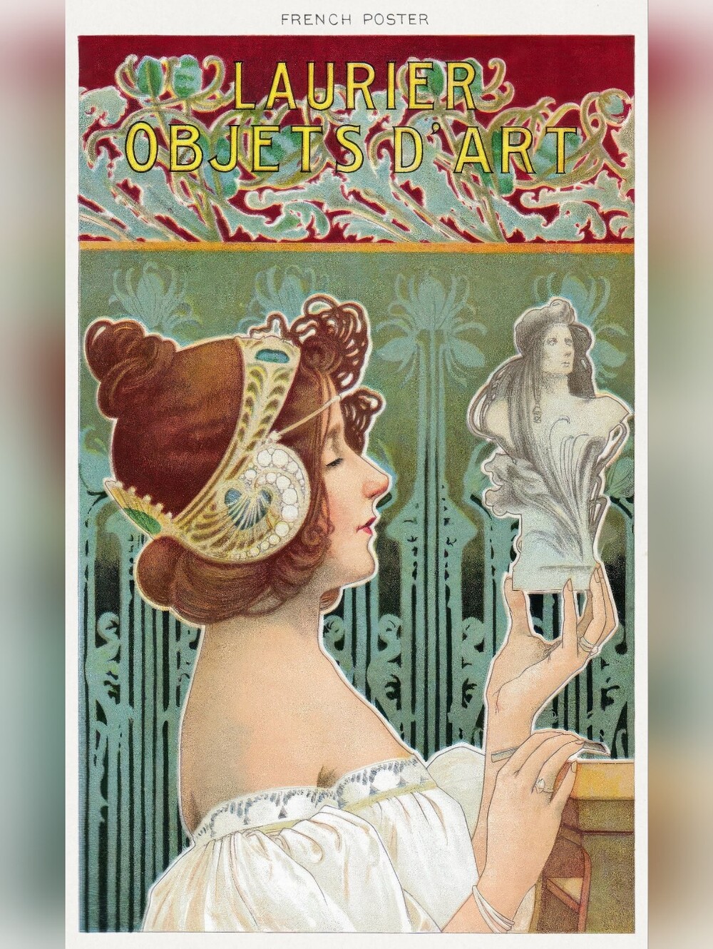 Objets d'Art Vintage Decorative Poster - Red & Green 16x20